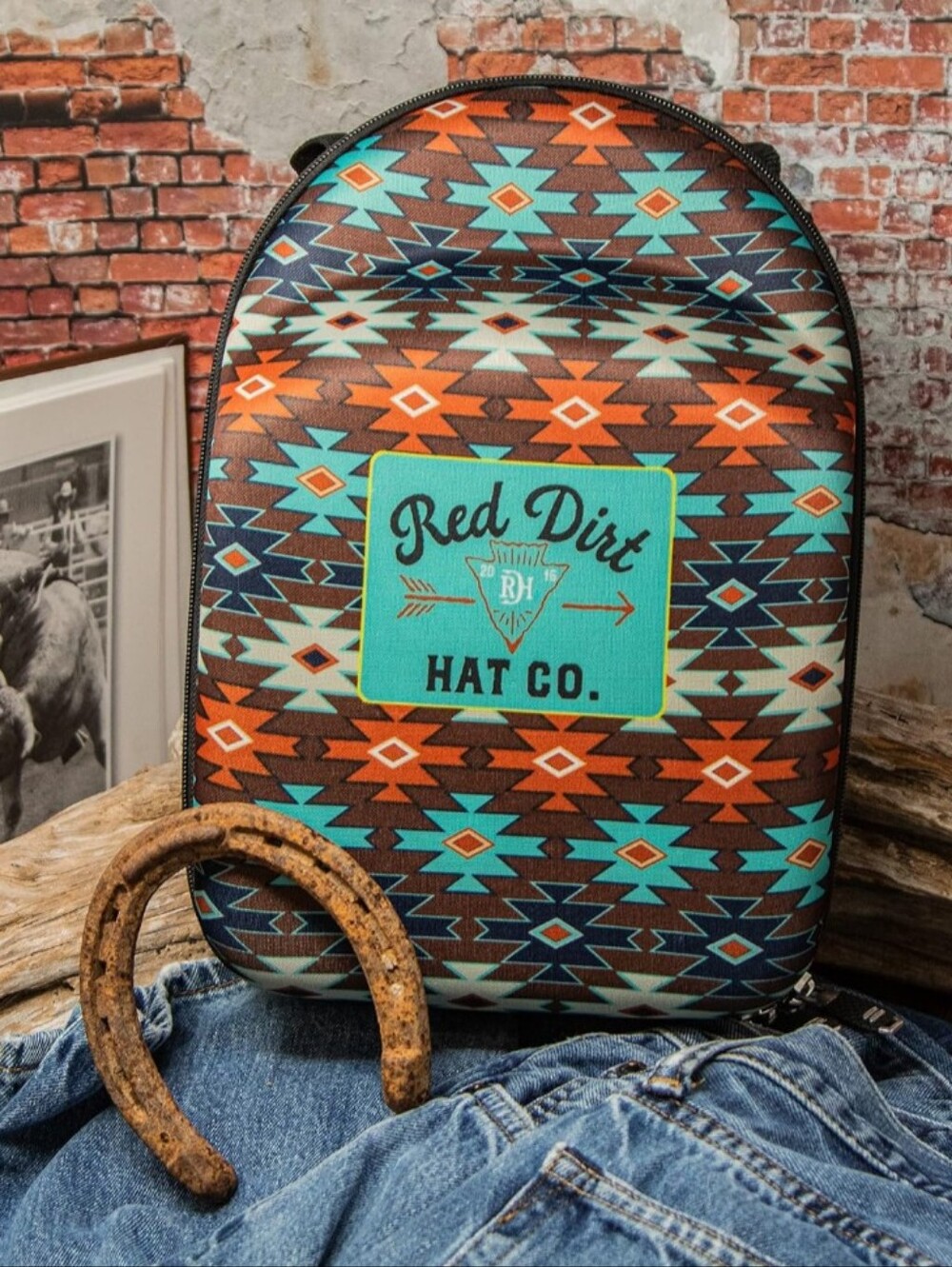 Women's Aztec Print Backpack - Turquoise & Orange